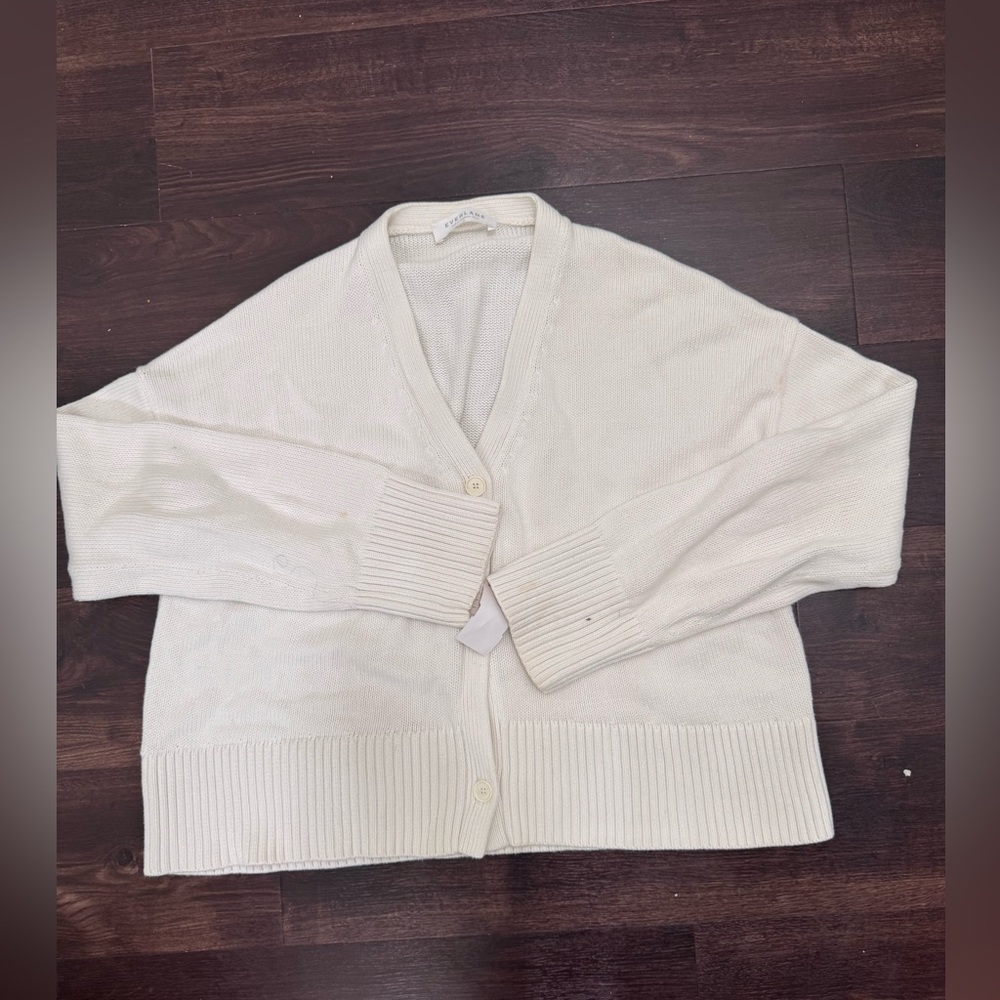 Everlane Off White Women's Cotton Cardigan Sweater